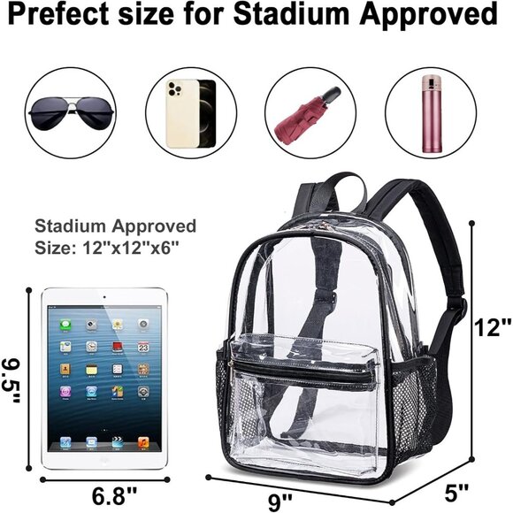 New Beautiful Black Clear Small Backpack for Girls, Women's (12x12x6) - Picture 3 of 9